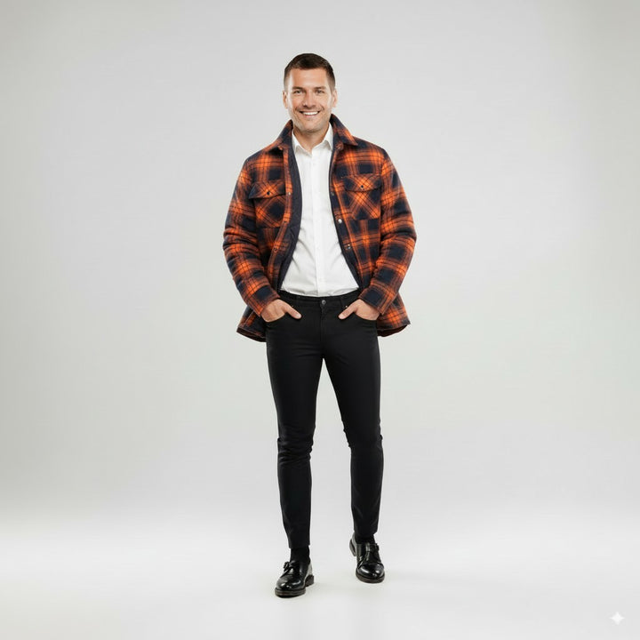 Roldan | Men's Classic Plaid Quilted Shirt Jacket
