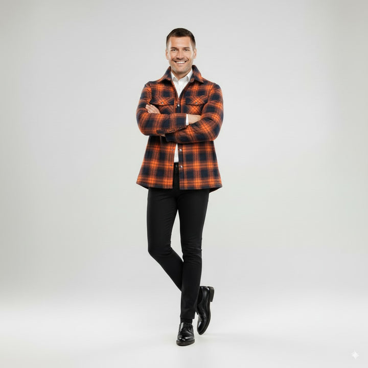 Roldan | Men's Classic Plaid Quilted Shirt Jacket