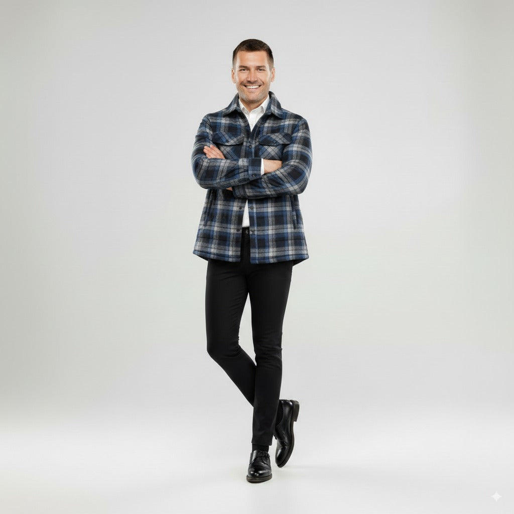 Roldan | Men's Classic Plaid Quilted Shirt Jacket