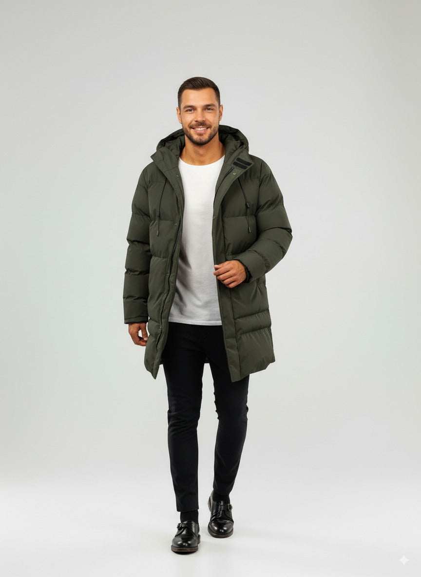 Raul | Men's Long Quilted Hooded Winter Coat
