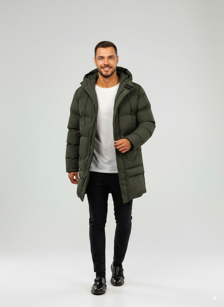 Raul | Men's Long Quilted Hooded Winter Coat